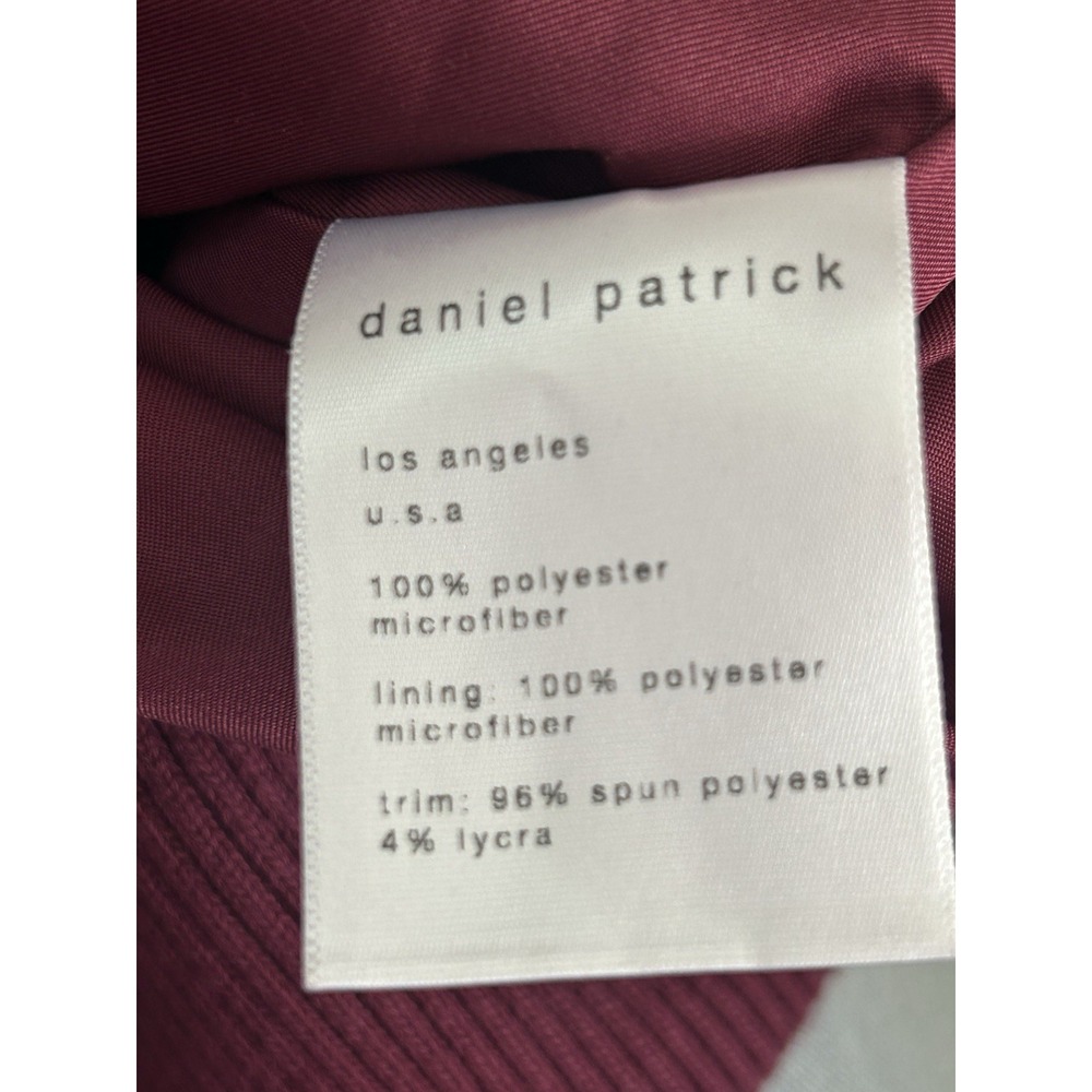 Daniel Patrick LA Maroon Oversized Bomber Jacket Sleeve Zippers Unisex SZ XS - Picture 8 of 8